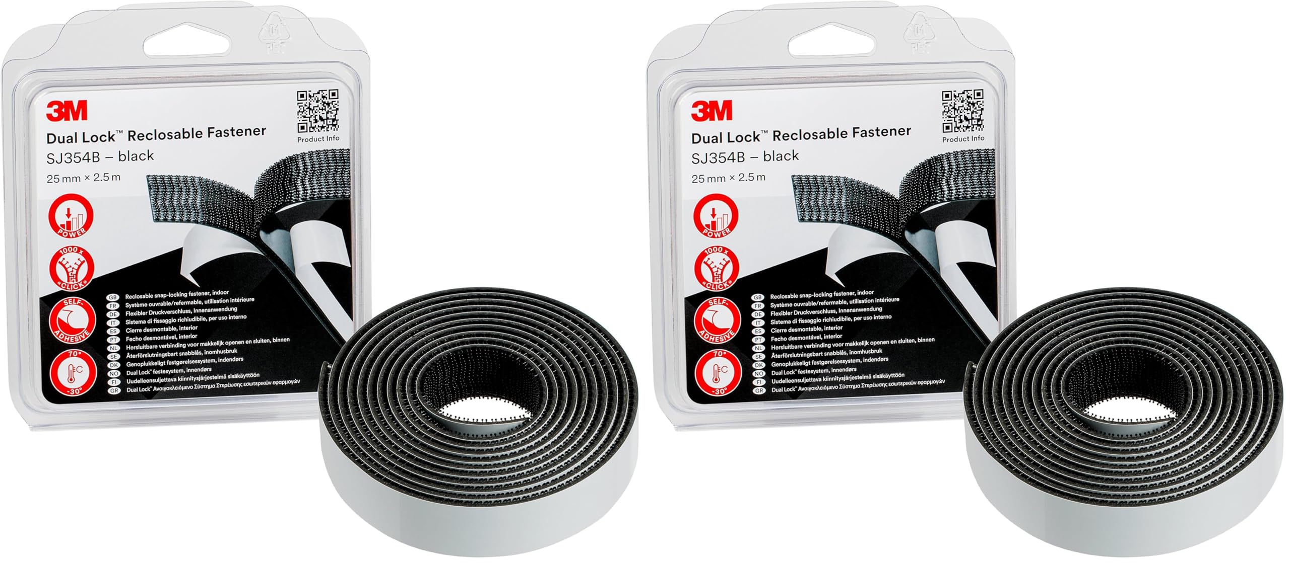 3M Dual Lock SJ354B, wiederlösbares Befestigungssystem - starke, wiederlösbare Verbindung von Kunststoffen (Polypropylen, Polyethylen), kritischen Lacken - 25mm x 2.5m, Dicke: 5.7mm (1-er Pack)