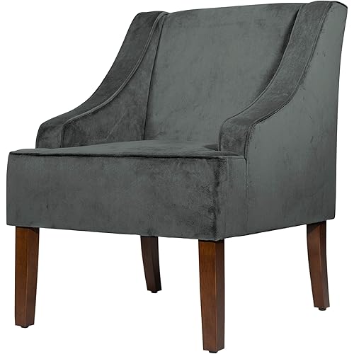 HomePop Velvet Swoop Arm Living-Room-Chairs, Textured Grey