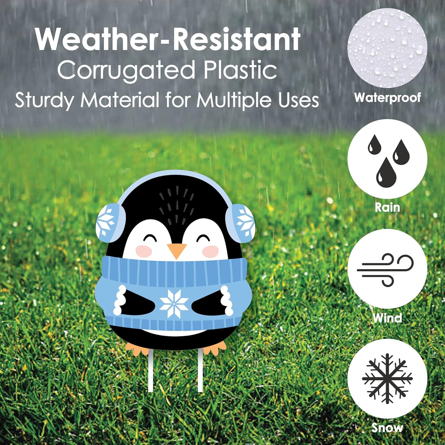 Big Dot of Happiness Winter Penguins - Lawn Decorations - Outdoor Holiday and Christmas Party Yard Decorations - 10 Piece