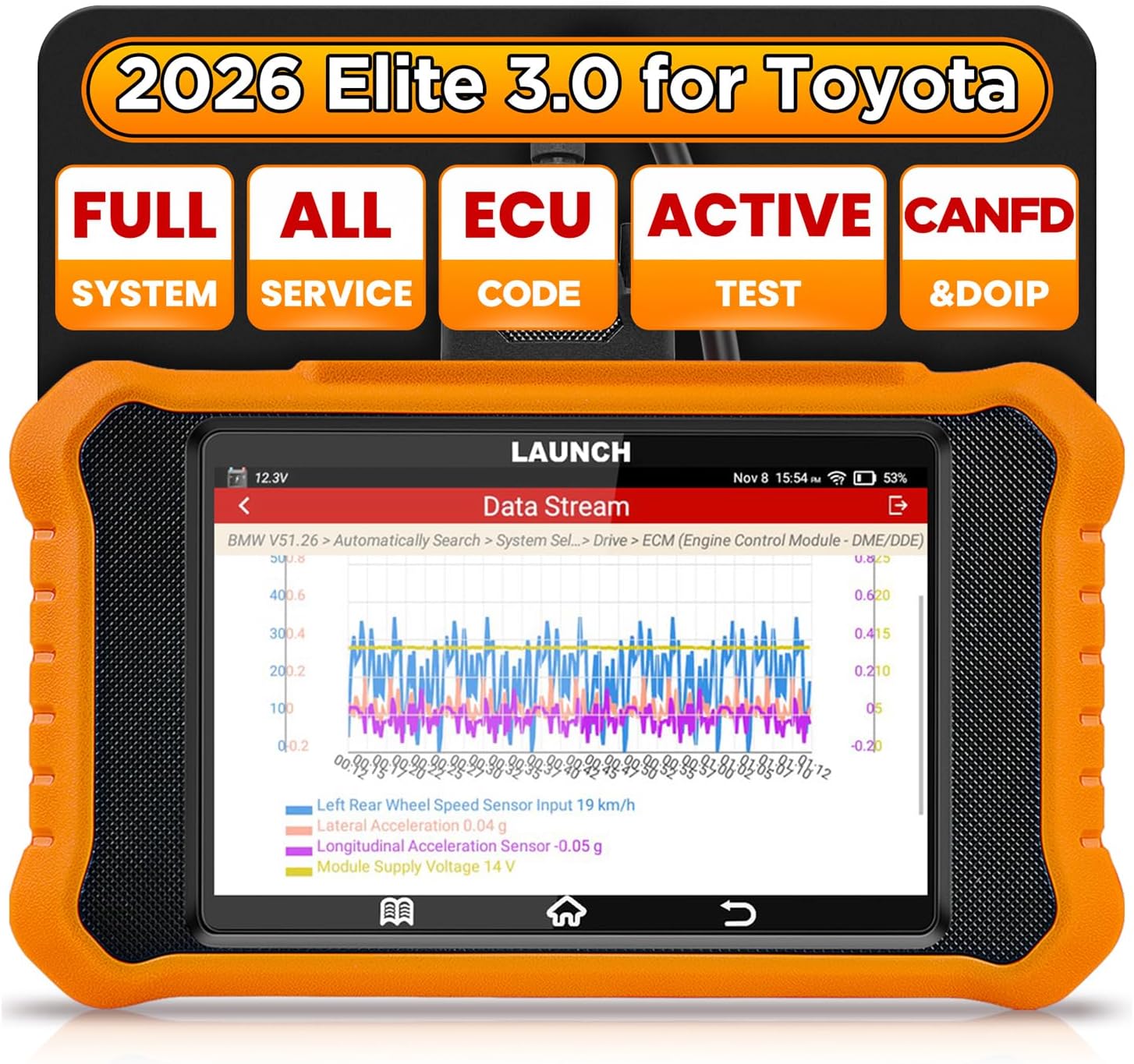 2026 LAUNCH Creader Elite V3.0 fit for Toyota Lexus Bi-Directional Scan Tool, Full System OBD2 Scanner, All Reset Service Code Reader, AUTOVIN, ECU Code, Battery Registration, Lifetime Free Update