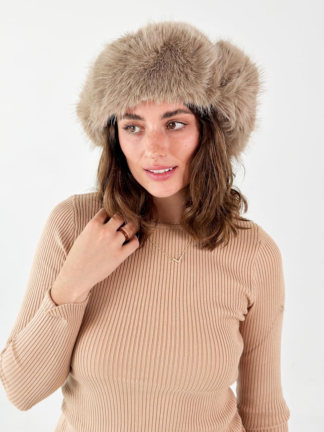 CATCHY & CRAFTY Faux Fur Trapper Hat for Women Fluffy Winter Hats Earflap - Image 2