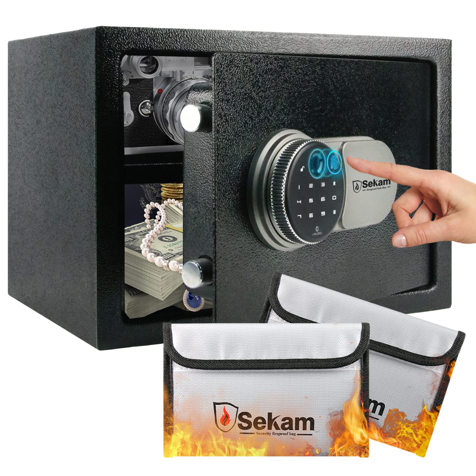 Buy SEKAM Safe Box with Fingerprint and Passcode Access, 0.85 CF