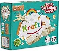 Vista 7 de Kraftic Kit de construcción de carpintería para niños y adultos, 3 piezas educativas de carpintería de construcción de carpintería, kit