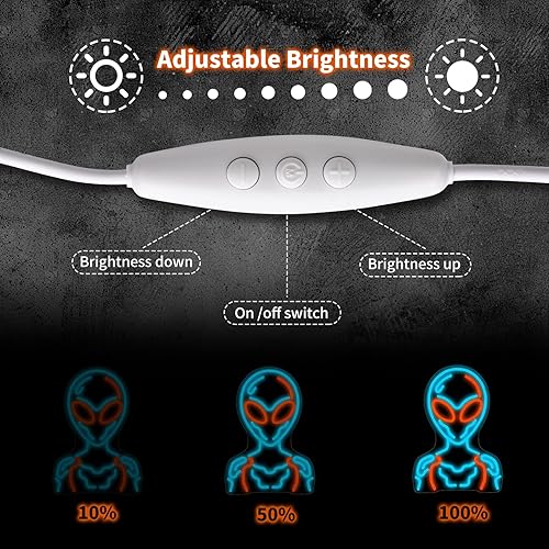 Miniatura 5 de Cartel de neón Cyber Alien - Arte de pared LED azul y naranja para sala de juegos, dormitorio adolescente, decoración de fiesta de ciencia ficción,