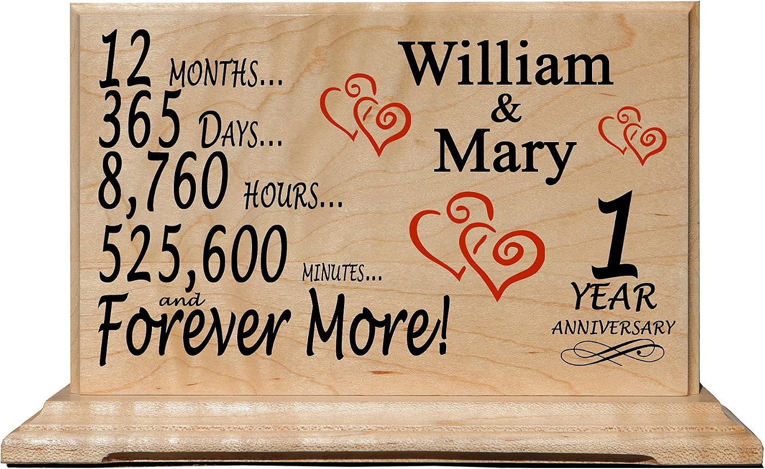 Custom Wedding Anniversary Plaque Personalized Gift for Husband Wife or Couple - By The Year - SOLID WOOD