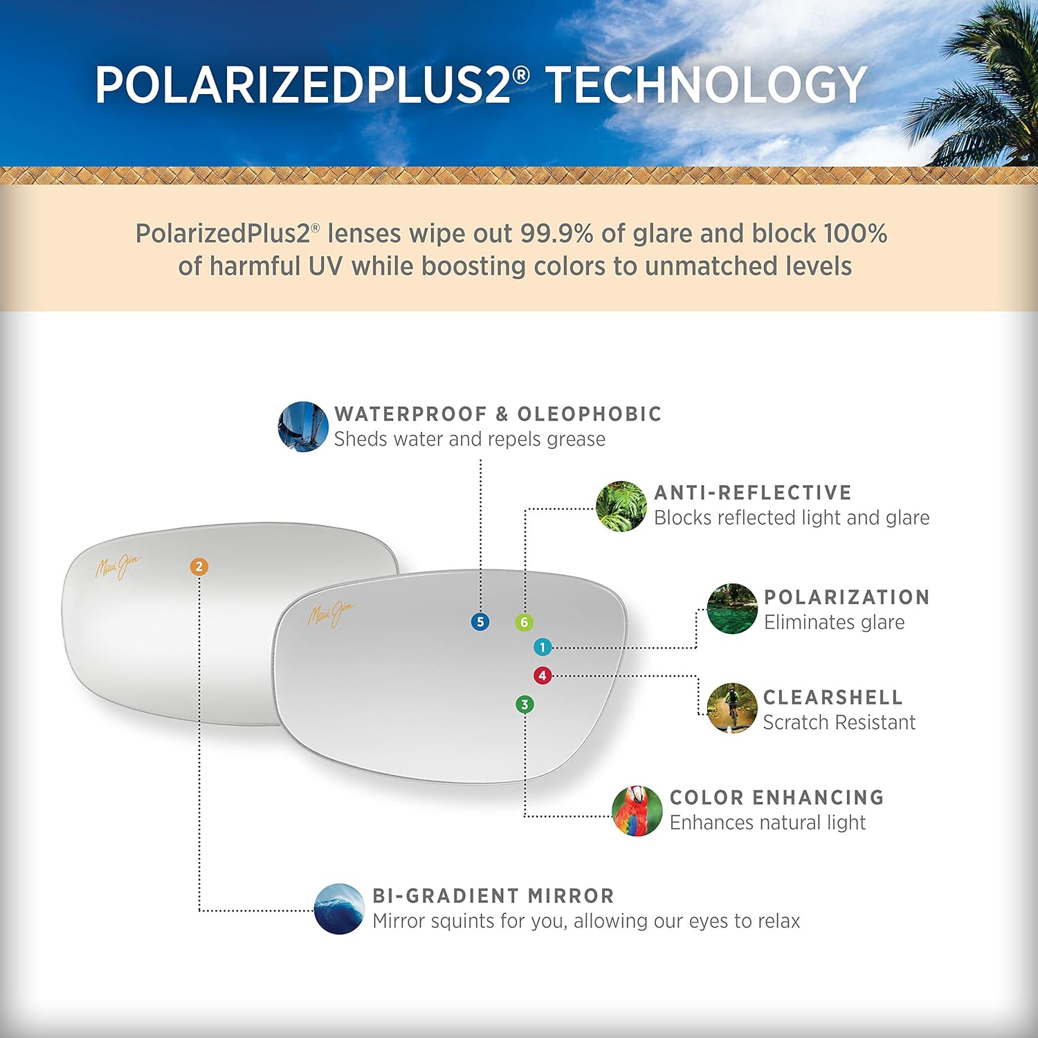 Miniatura 9 de Maui Jim Gafas de sol polarizadas Hookipa sin montura para hombre y mujer