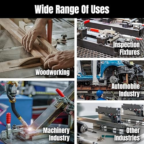 Miniatura 43 de POWERTEC 2 abrazaderas de palanca, capacidad de sujeción de 2000 libras, 40341 con bloqueo automático en U, cierre ajustable con agarre
