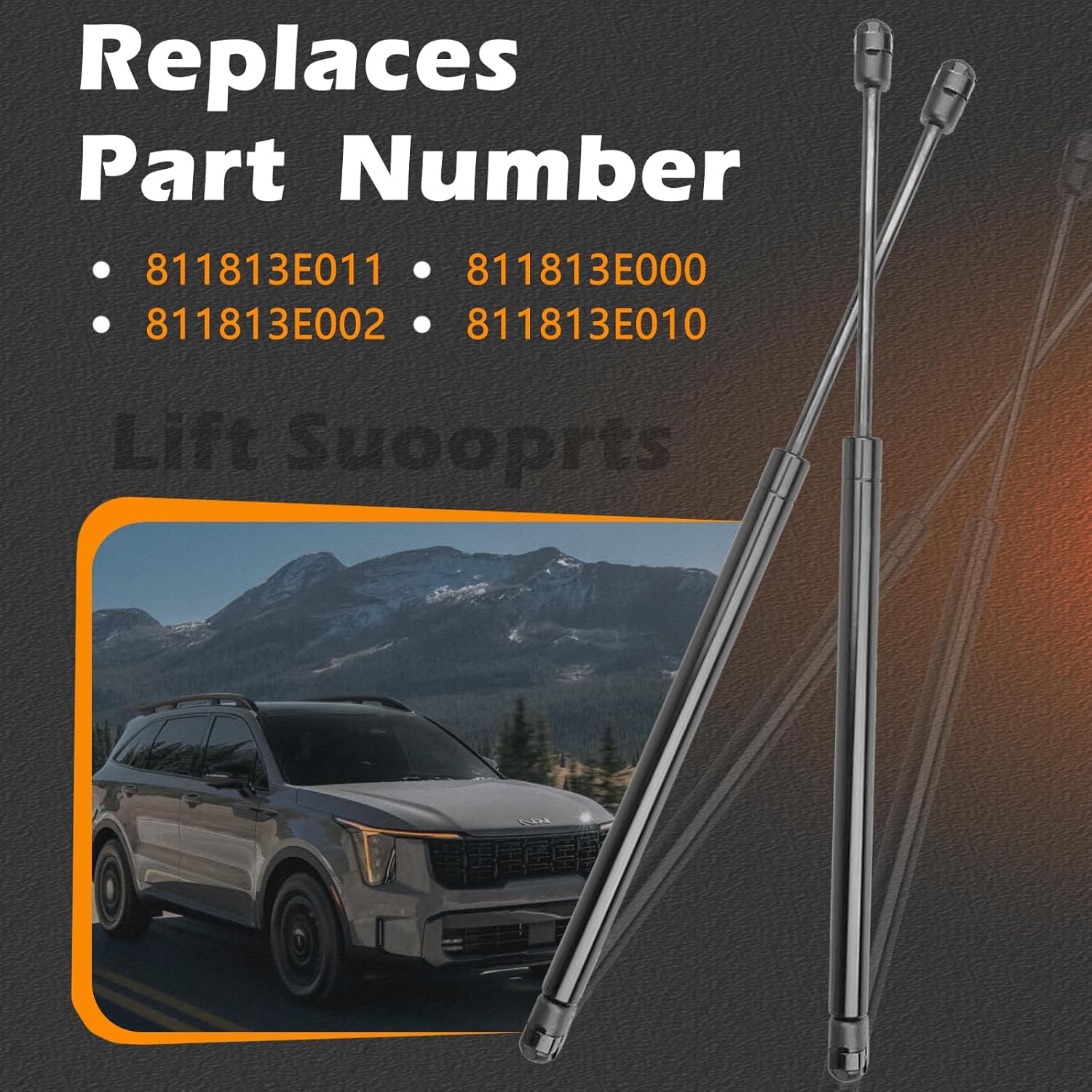 2PCS 22.21 in Front Hood Lift Support Struts Gas Spring Shocks Rod Compatible with Kia 03-09 Sorento (2003 2004 2005 2006 2007 2008 2009)