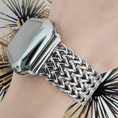 Miniatura 4 de DSAAplus Correas de Metal Dorado Compatibles con Apple Watch Band 38mm 40mm 41mm 42mm 44mm 45mm 46mm 49mm Pulsera de Cadena Elegante para iWatch