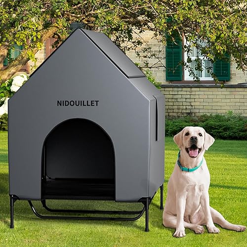 Casa para perros de 48" para exterior e interior, casas para perros extra grandes resistentes a la intemperie 600D PVC con cama elevada para perros