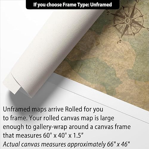 Miniatura 7 de HolyCowCanvas Mapa del mundo personalizado en lienzo en tonos tierra vintage, personaliza con tus nombres y cita para rastrear viajes, tablero de