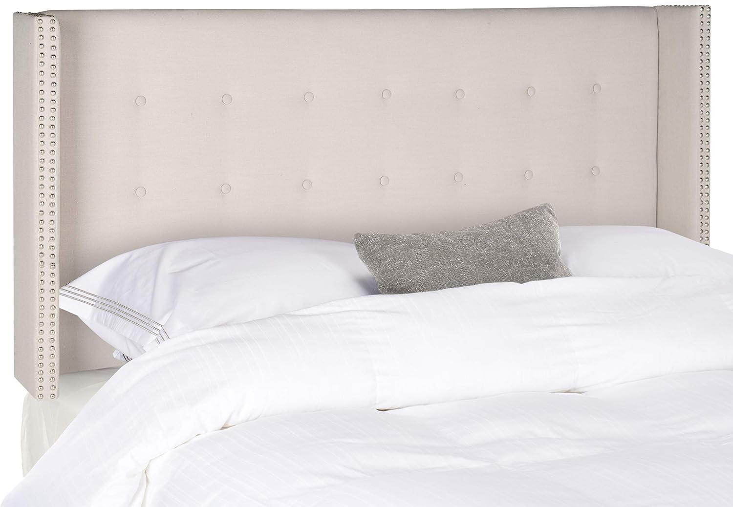 Safavieh Mercer Collection Keegan Parchment Linen Tufted Winged Headboard, Queen, Off- Off-White