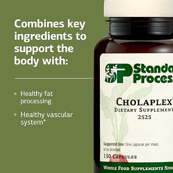 Standard Process Cholaplex - Supplement to Support Heart Health - Supports Healthy Blood Flow & Vascular System - Dietary Supplement to Support Liver Function - 150 Capsules