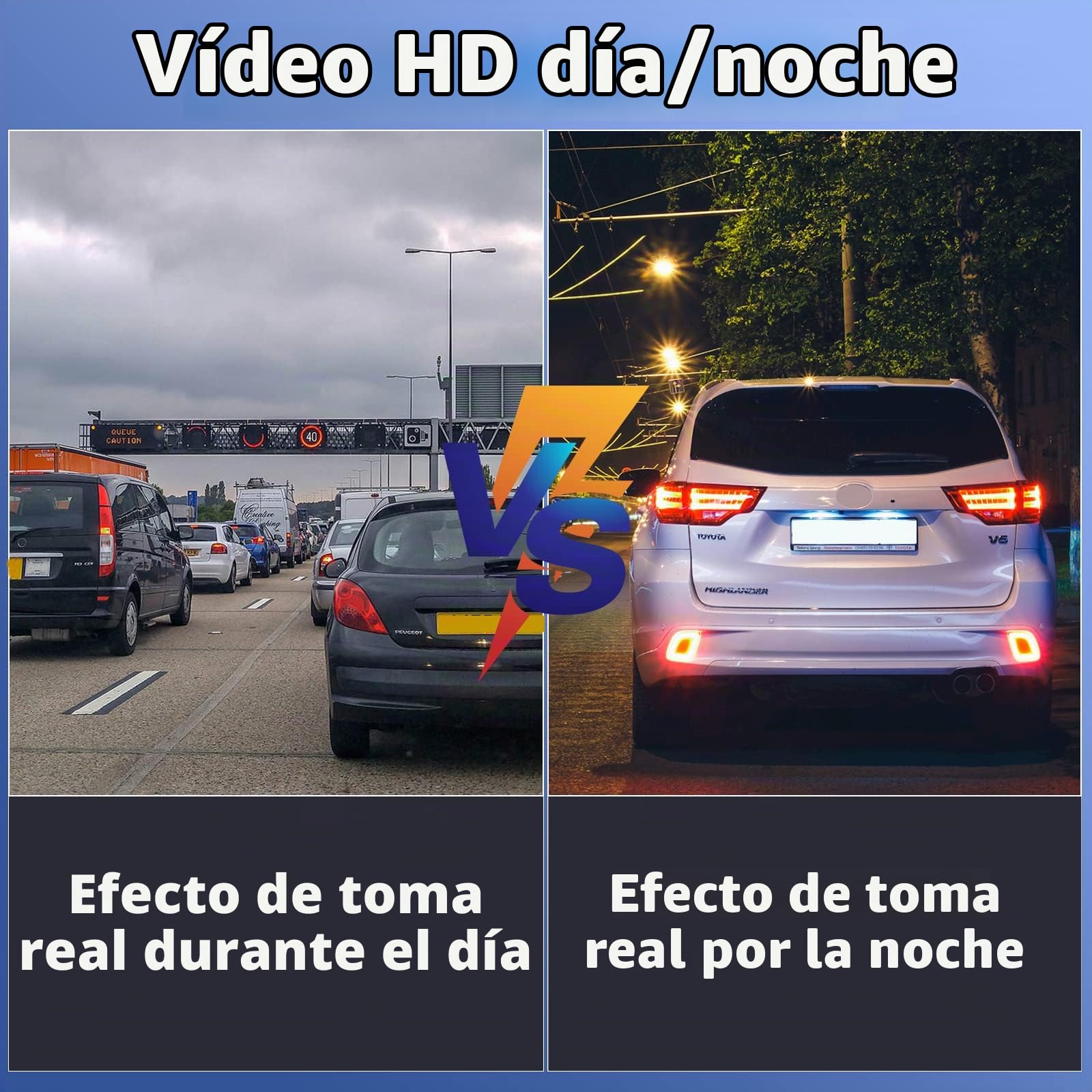 CAMECHO Cámara Trasera und Monitor-Kit para 12V-24V Coche, 8" LCD Monitor 2 Divisiones Camaras, IP69 Cámara + 65,6 Pulgadas Cable de Extensión