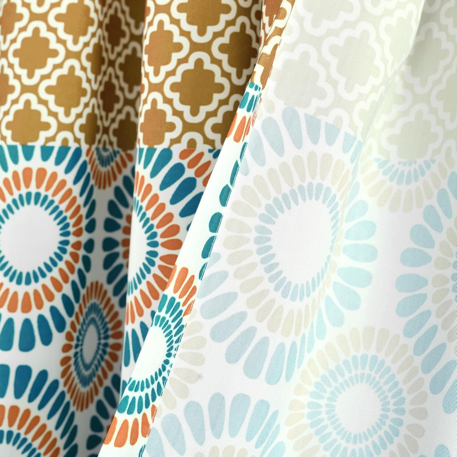 Lush Decor Bohemian Stripe Window Curtain Panels, Pair 52" W x 108" L Turquoise & Orange - Light Filtering Curtains for Bedroom - Boho Curtains - Maximalist Decor