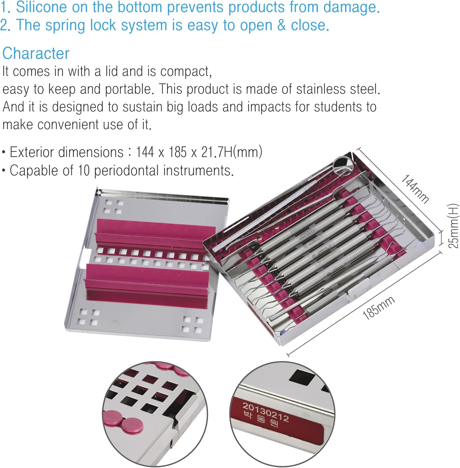 Dental Instrument Cassette 4.6" x 7.2" 10 Capacity Osung -EFCCN1