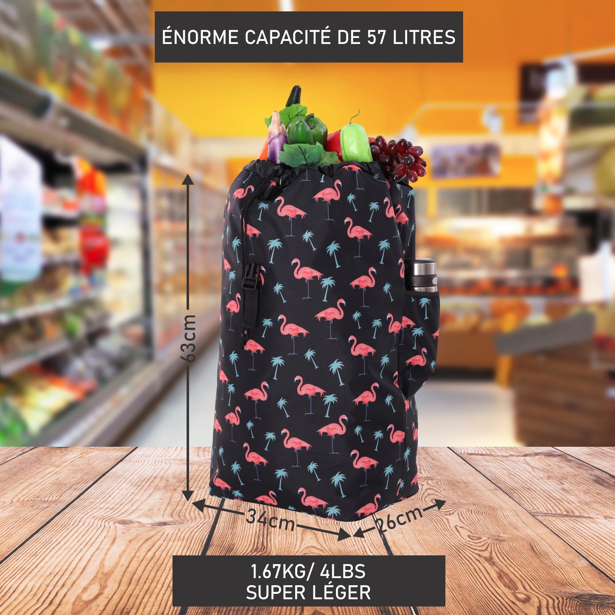 Hoppa 57L Chariot De Magasinage Léger, Résistant Et Pliable pour Un Rangement Facile avec 1 Ans De Garantie