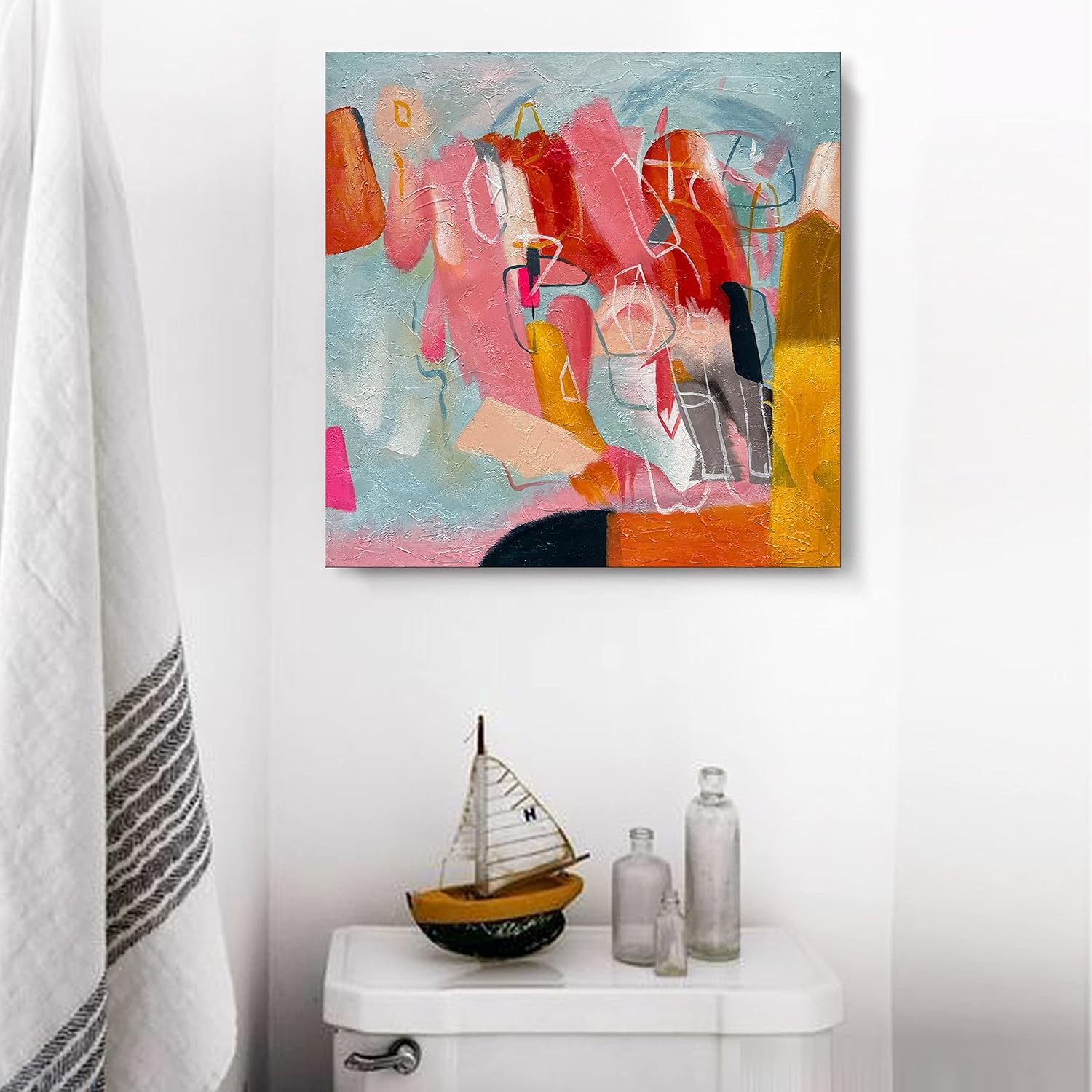 Art Hand Painted Modern Abstract Art Oil Painting Color Home Wall Art Deco 24x24 inches