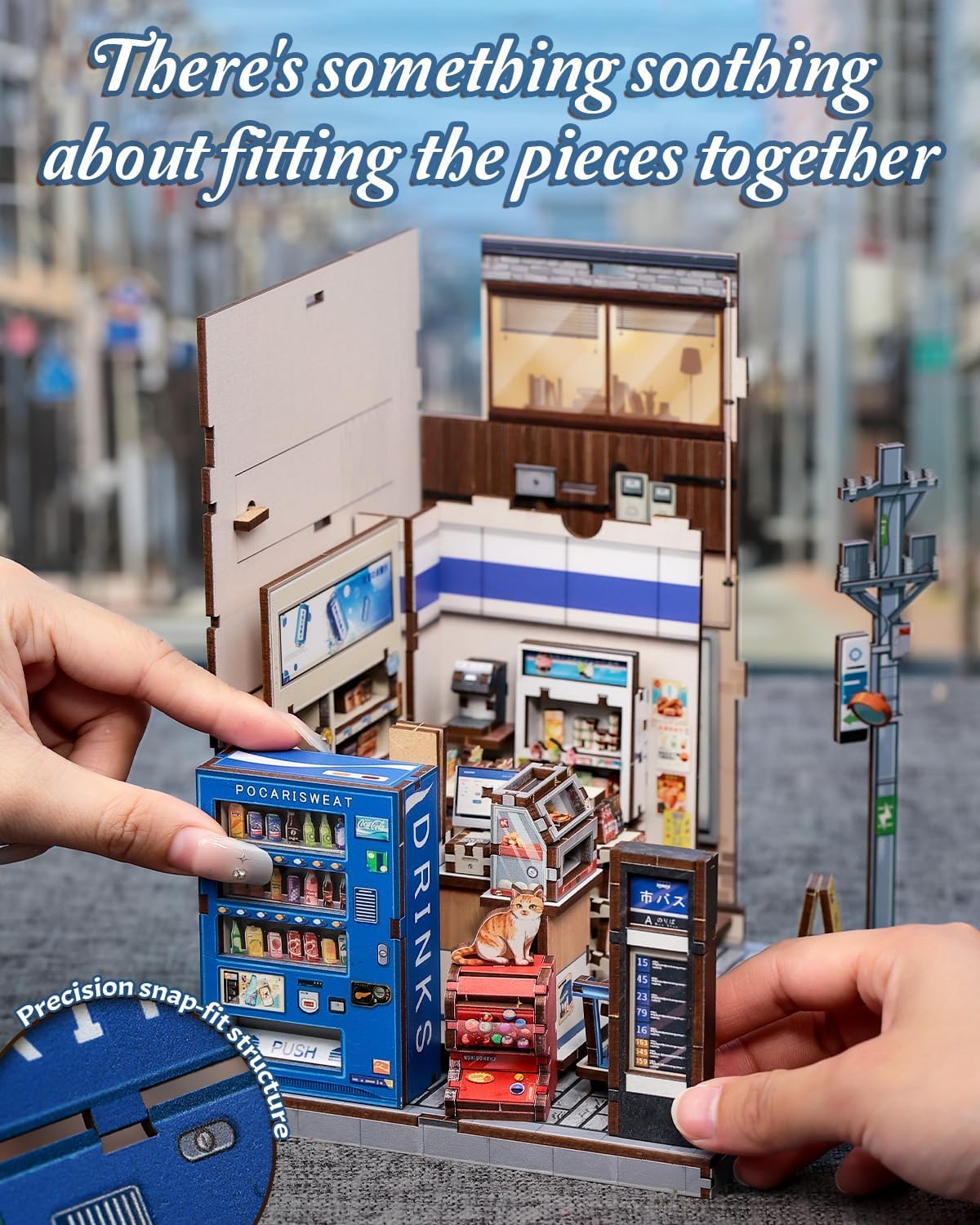 Japanese Dual-Scene 3D Puzzle Book Nook Kit - 3D Dollhouse with Hidden Staircase, Dual-Scene Design, DIY Craft, Tabletop Decor & Gifts for Adults（Beika-cho Convenience Store）