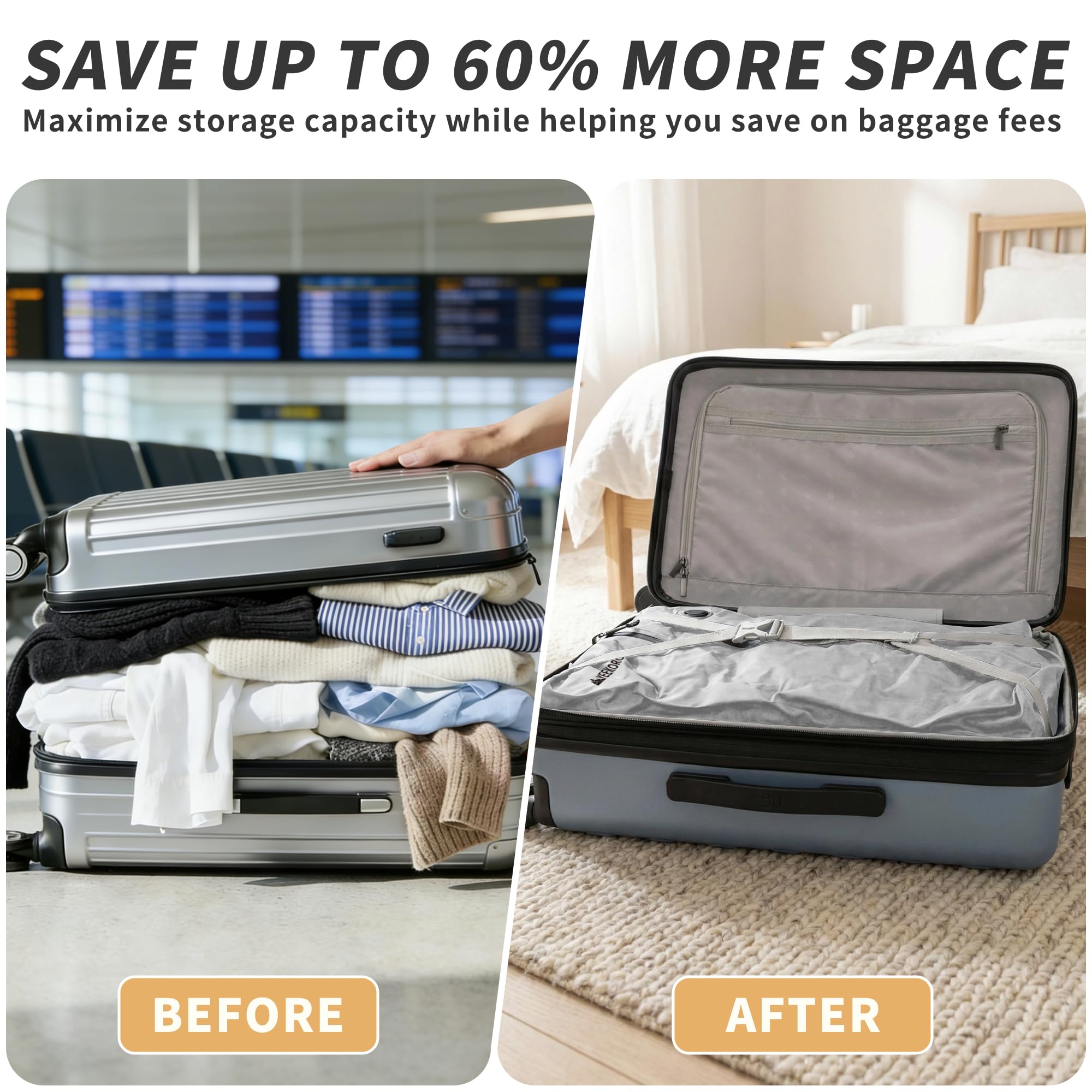 Bolsa de vacío para viajes, bolsas de compresión al vacío profesionales, IPX8, impermeables, reutilizables, antidesgarros, ahorran espacio, bolsas de almacenamiento al vacío para maleta
