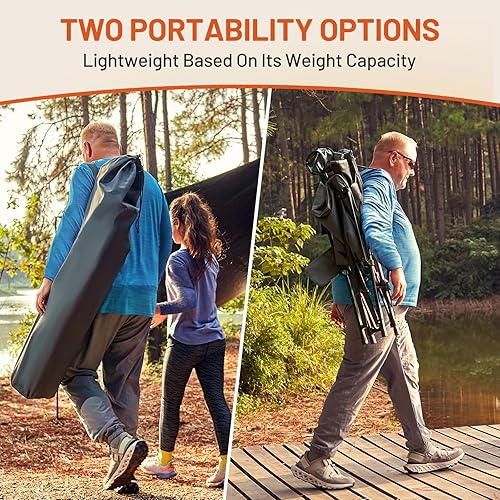 Miniatura 8 de TIMBER RIDGE Silla de camping térmica de gran tamaño con soporte lumbar, silla plegable portátil resistente para adultos soporta 450 libras para