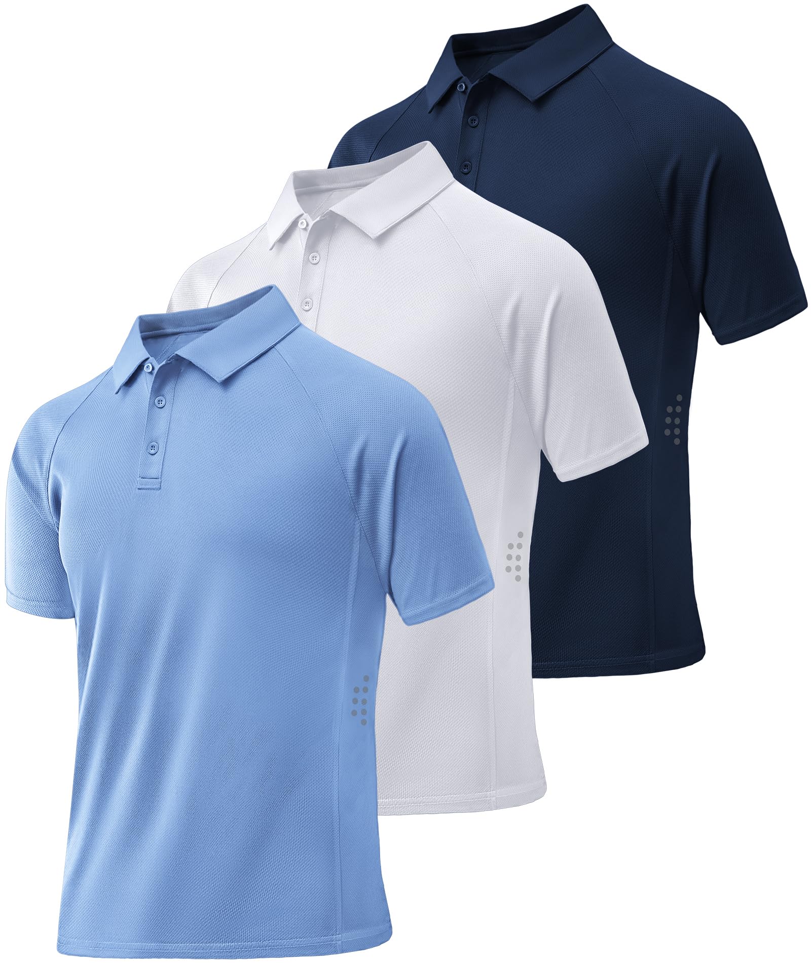 ZITY 3 Pack Mens Polo Shirts Short Sleeve Performance Moisture Wicking Business Casual Athletic Collared Golf Shirts for Men