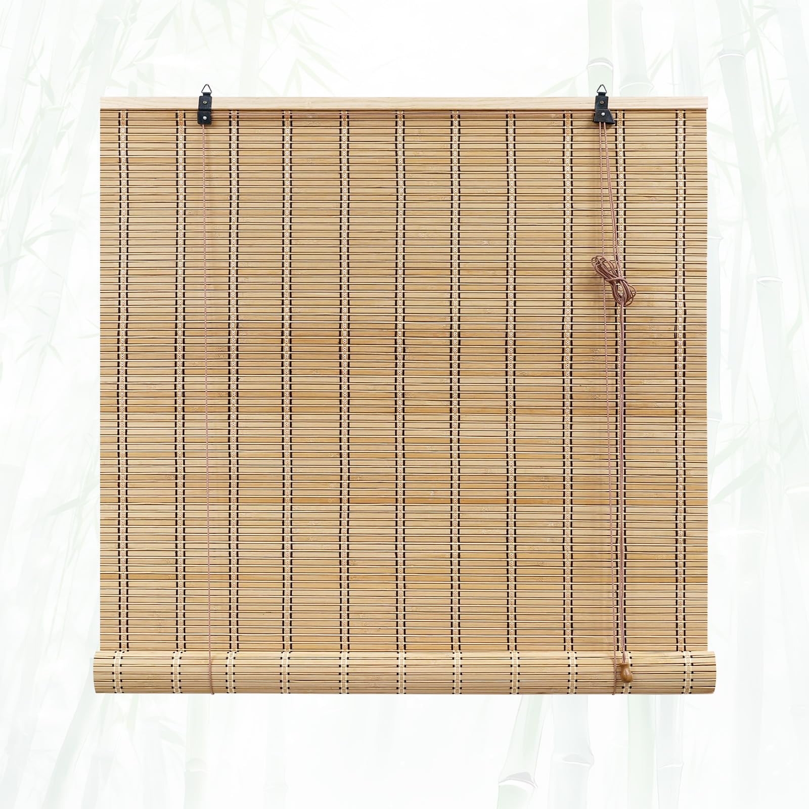 glimer bamboo blinds for interior windows, natural roll up bamboo shades for indoor windows & outdoor patio, light filtering bamboo window shades for living room, porch, balcony, easy to install
