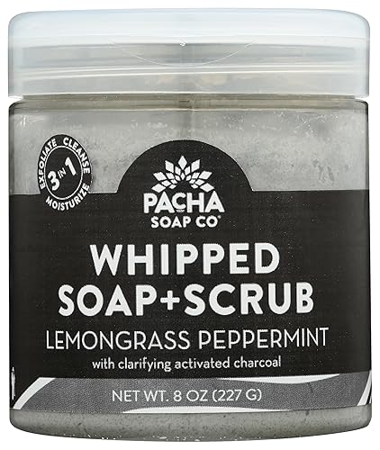 Pacha Soap Exfoliante de jabón batido de menta y limón, 8 onzas