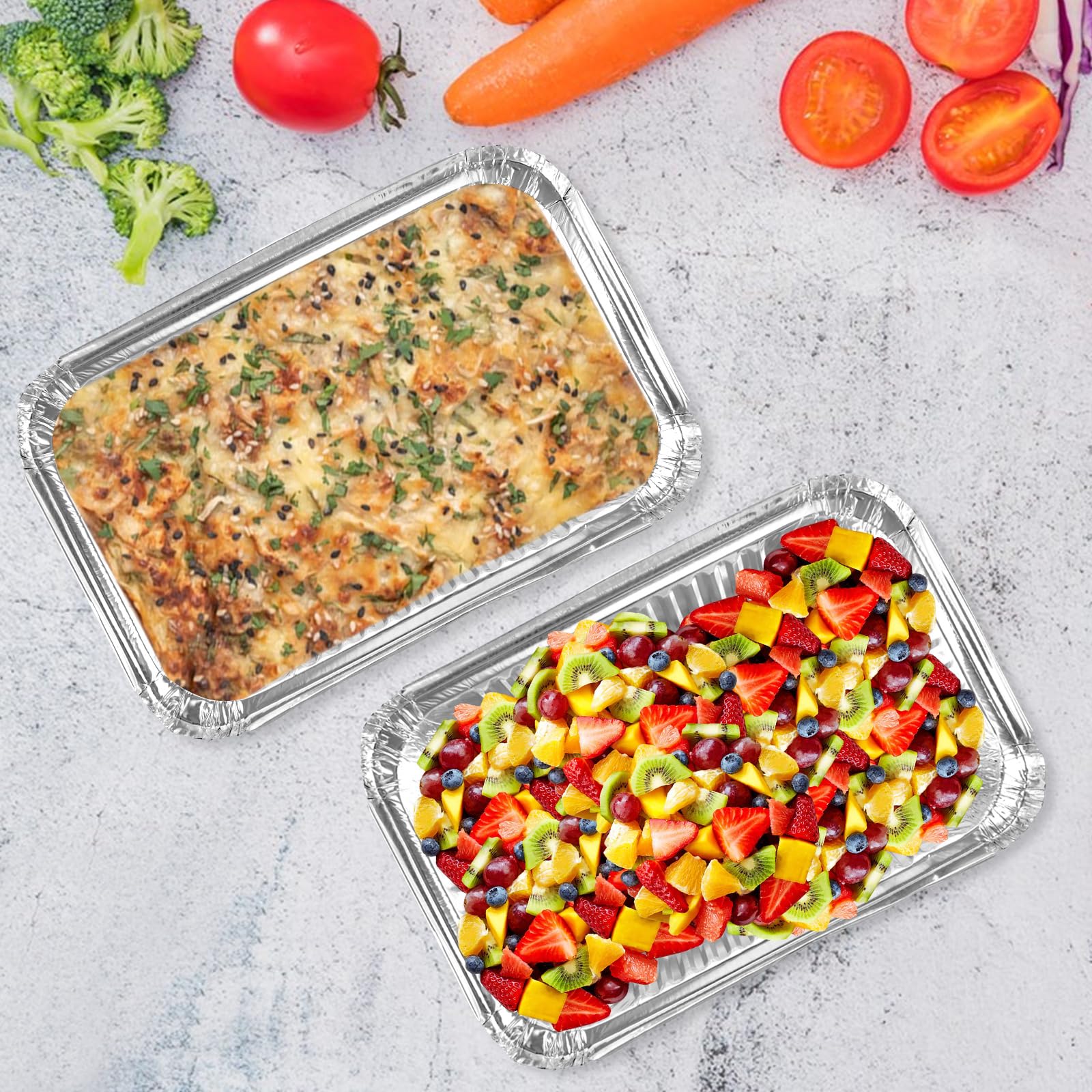 Lot de 100 barquettes en aluminium 850 ml Jetables Pour griller, rôtir, conserver 21 x 14 x 4 cm
