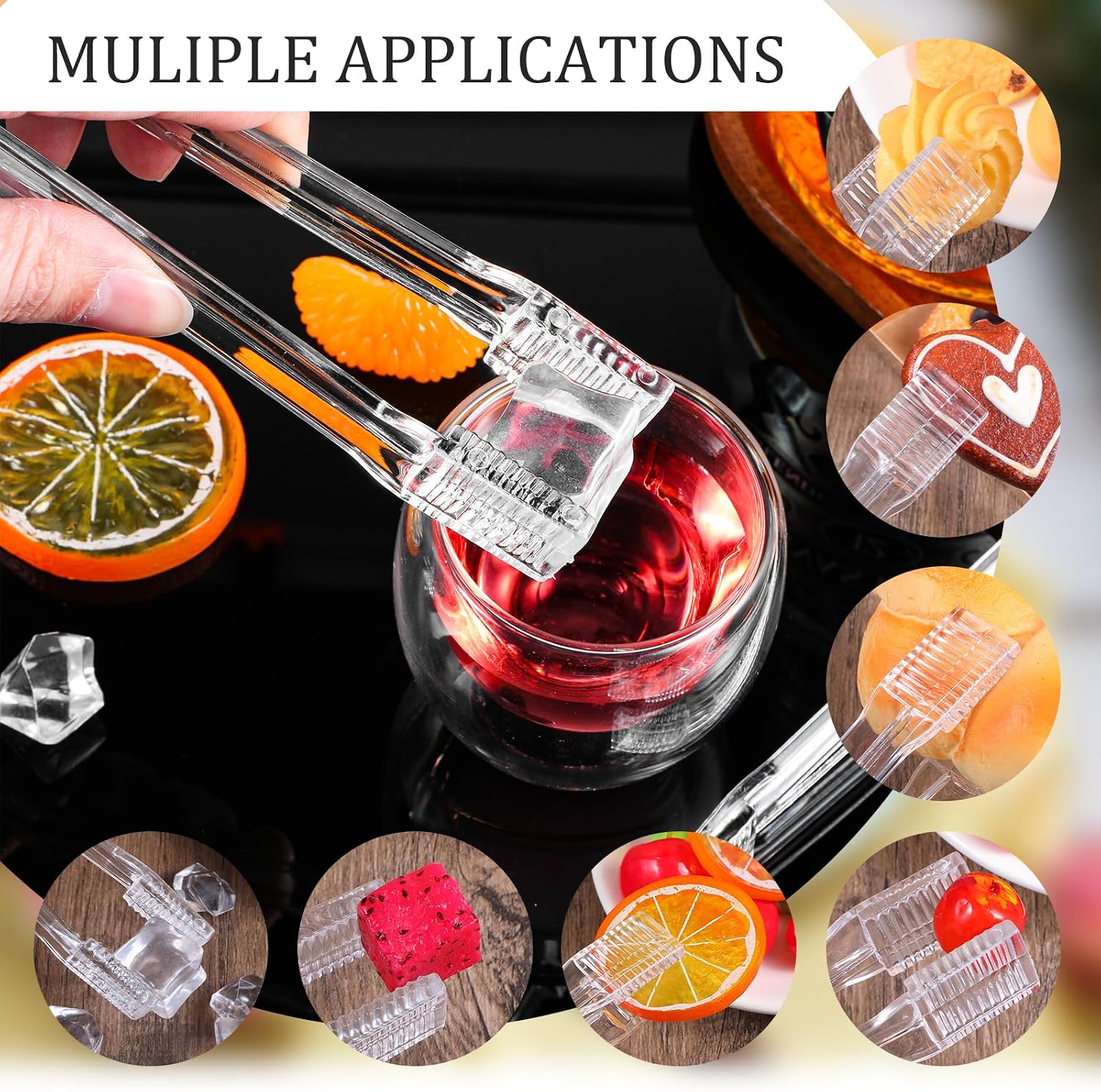 48 Pcs Plastic Tongs, 6.5'' Serving Tongs Heavy Duty Reusable Kitchen and BBQ Clear Serving Tong for party's, Caterings, Events, Buffet, Weddings, And every Day use