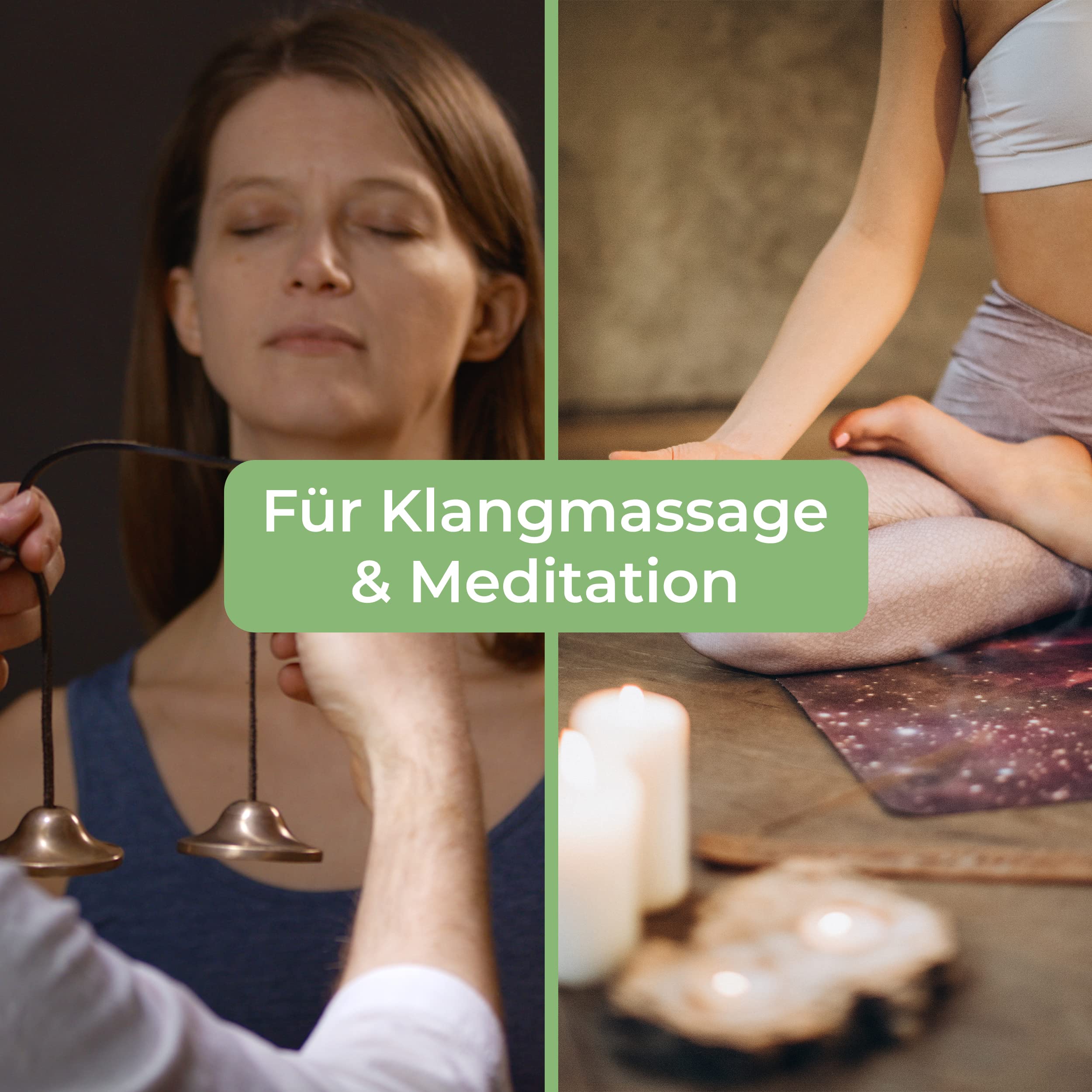 Tibetische Zimbeln [Ø 5,5 cm], heller Ton, matt ohne Symbole, für Meditation (Tingsha), Klangmassage und Klangtherapie
