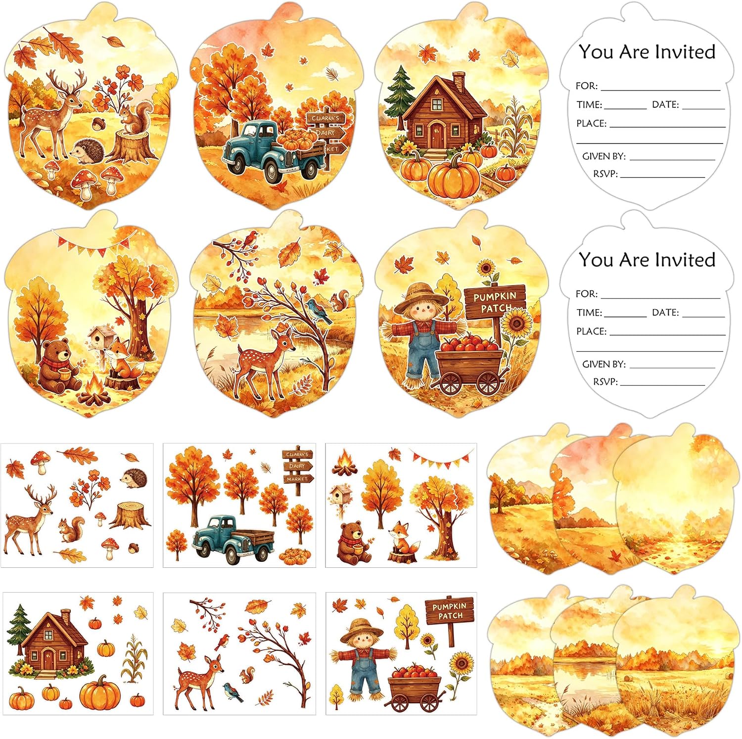Fall Autumn Photo Card Stickers 20 Set 4 Design (Autumn Photo Set)