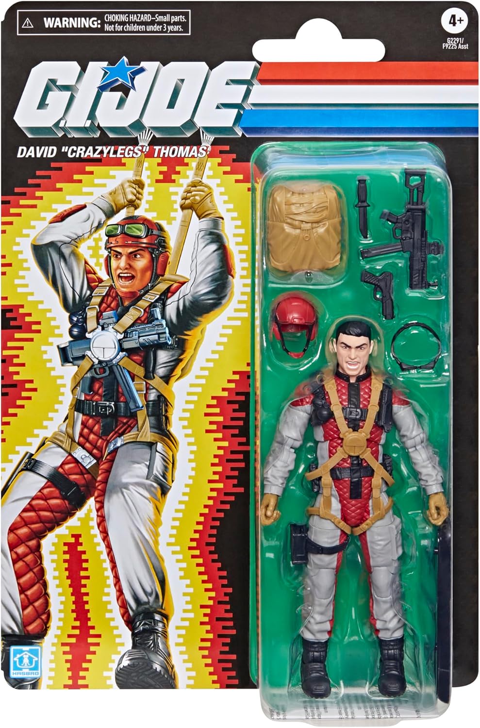G.I. Joe Classified Series Retro Cardback David “Crazylegs” Thomas, Collectible 6 Inch Action Figure with 8 Accessories