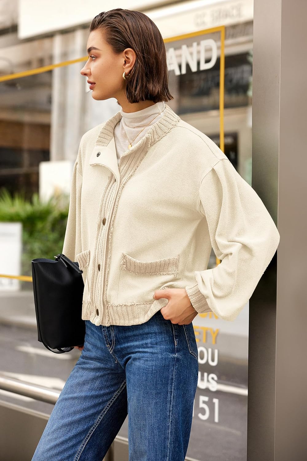 SENSERISE Womens Sweatshirt Cardigan Lightweight Fall Jackets Button Down Cardigans Casual Long Sleeve Coats with Pockets - Image 4