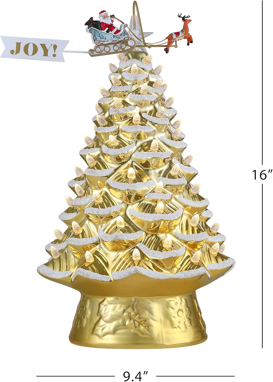 Mr. Christmas Nostalgic Ceramic Christmas Tree with LED Lights Indoor Decoration, 14 Inches, Angel