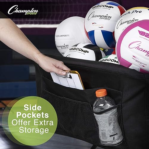 Miniatura 5 de Champion Sports Carrito de voleibol con ruedas, capacidad para hasta 40 pelotas, plegable, portátil, almacenamiento de pelotas con marco de aluminio