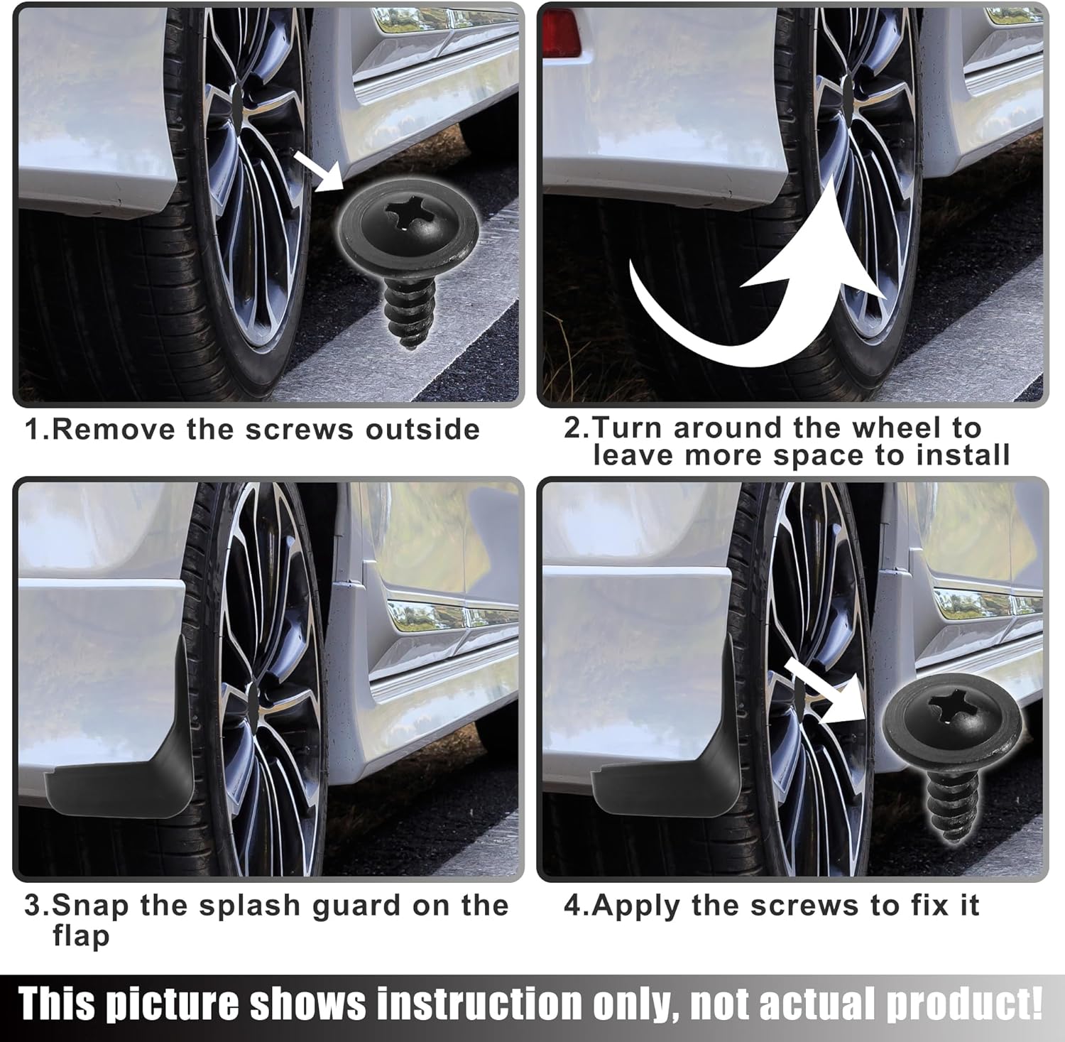 ACROPIX Front and Rear Mud Flaps Splash Guards Fit for Honda Accord - Pack of 4 Black
