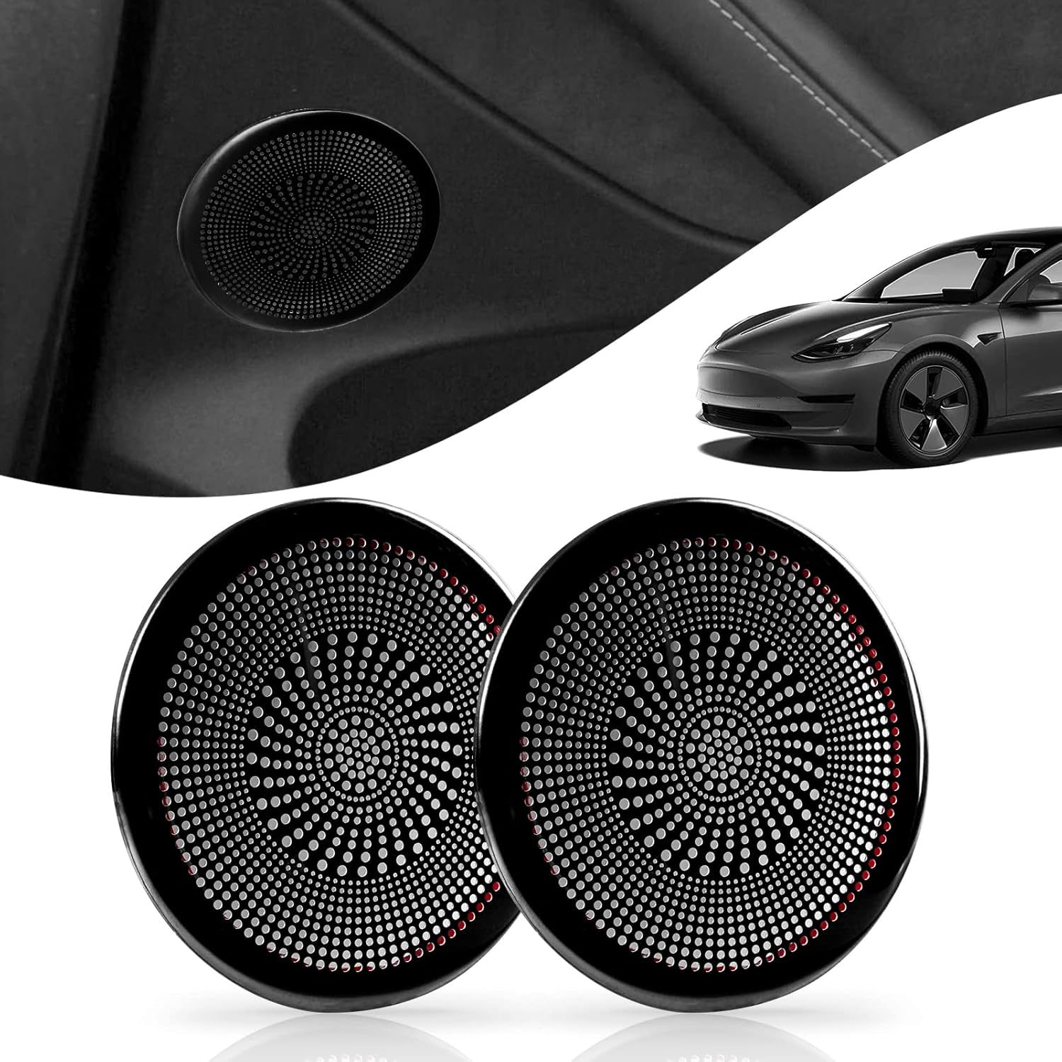 ONKENTET 2PCS Rear Door Speaker Cover Compatible with Tesla