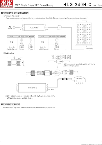 Miniatura 8 de MW Mean Well HLG-240H-C1750B 143V 1750mA 250.25W Fuente de alimentación de conmutación de salida única LED con PFC