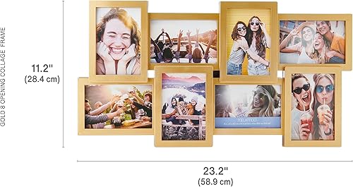 Vista 21 de Melannco Marco de collage de fotos de 24 x 12 pulgadas, con 8 aperturas, muestra cuatro fotos de 4 x 6 y cuatro fotos de 6 x 4 pulgadas, color negro