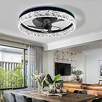 EKROTOK Ventiladores de Teto com Luz RGB 50CM e 6 Velocidades, Ventilador Lustre com Lâmpada e Controle Remoto e Reprodutor de Música para Quarto, Sala de Jantar, Sala de Estar, 85-265V
