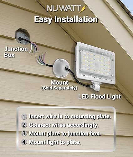 Miniatura 9 de NUWATT Reflector LED de 15W, 3CCT 3000K4000K5000K seleccionable, iluminación impermeable IP65, soporte de articulación ajustable de 12", 2100