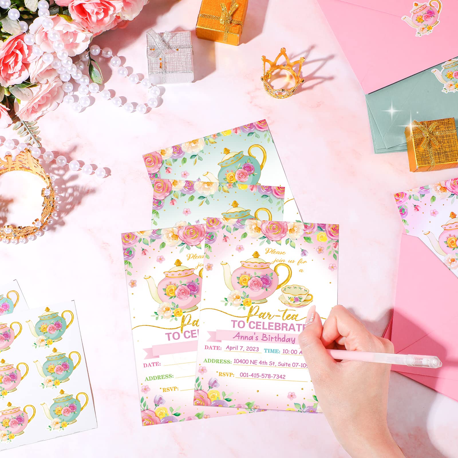 dress up tea party birthday invitations Fairies and Pixies Magical Dress Up Tea Party Birthday Printed Invitations  and Thank You Cards main image 1