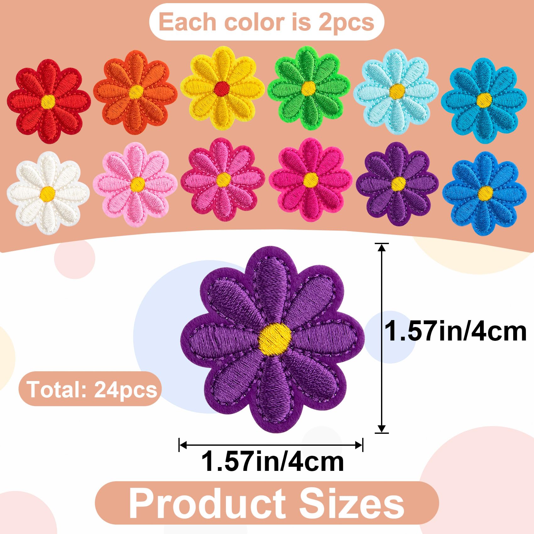 Adornos Ropa Manualidades Parches De Flores De Ganchillo - 100 Unidades En 5 Colores, 26 Mm, Para Decorar Ropa, Bolsos Y Manualidades Parches Flores