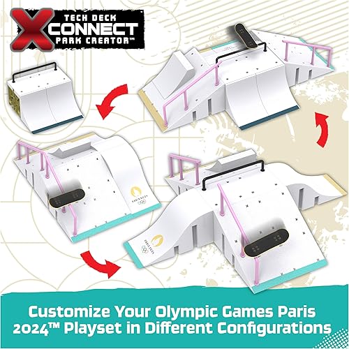 Miniatura 2 de Tech Deck, Sky Brown's Olympic Games Paris 2024 Rampa, juego personalizable X-Connect Park Creator y diapasón exclusivo, juguete para niños a partir