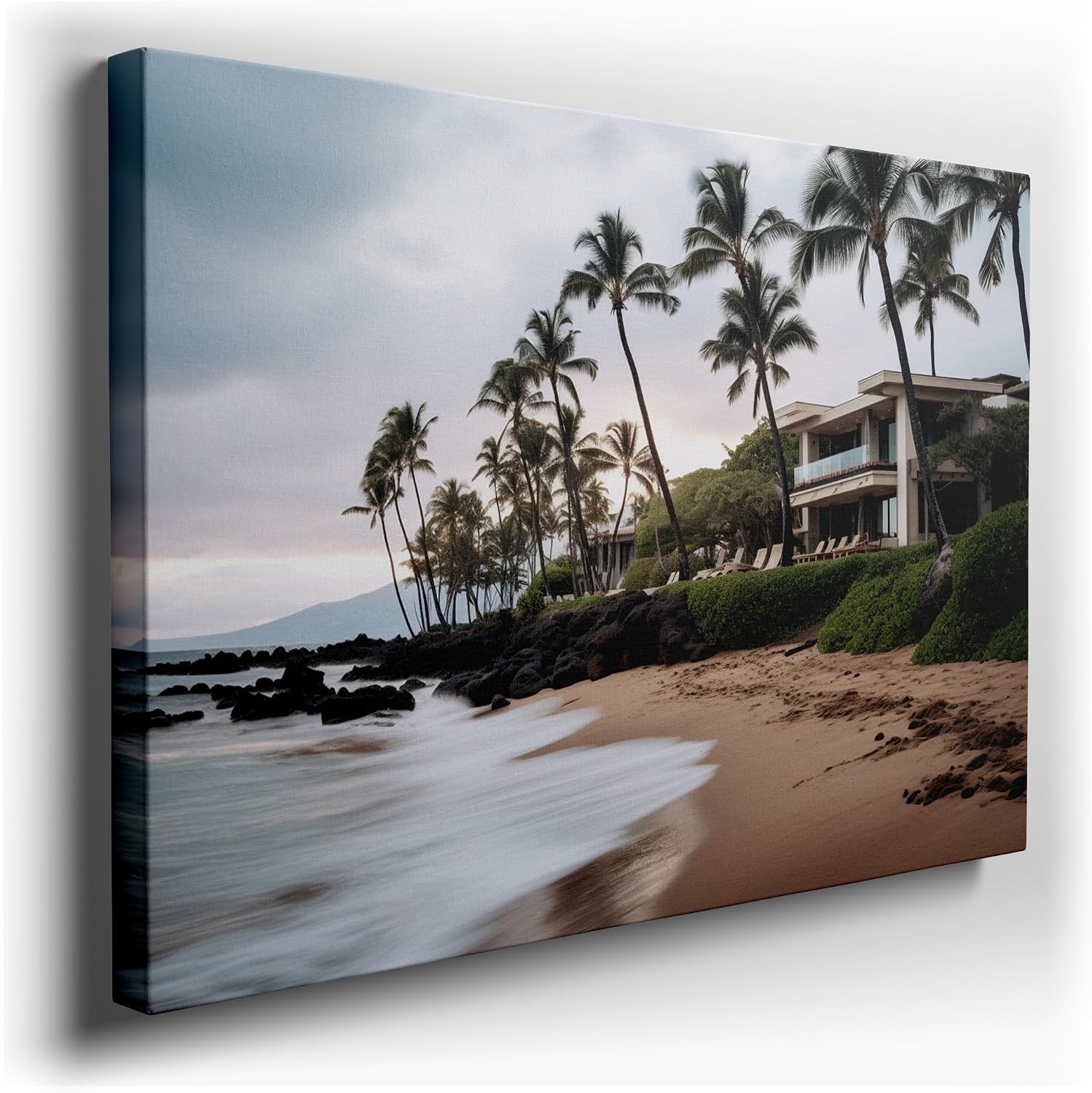 Canvas for Living room. Escape to Serenity: Discover Your Beachfront Haven Amidst Whispering Palms, 27 x 18 inch Canvas Wall Art - Modern Home Decor - 69x46 cm (27x18 inch)