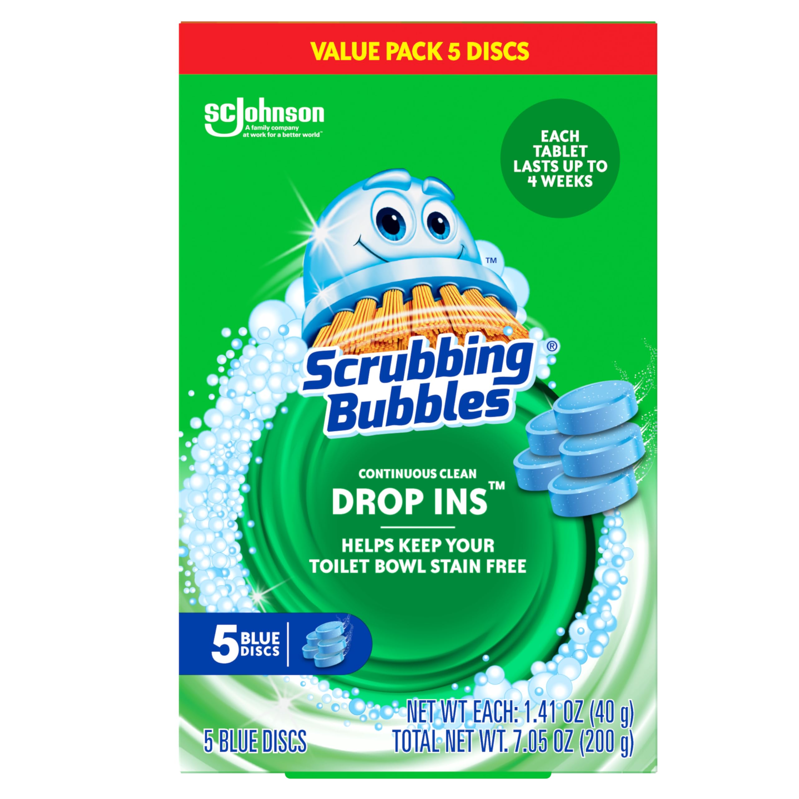 Scrubbing Bubbles Tavolette per WC, dischetti igienici continui puliti, ogni compressa fornisce 4 settimane di protezione contro macchie e accumuli, 5 pezzi (confezione da 3)