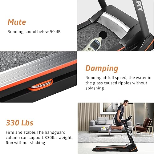 Miniatura 6 de XiaoMa Cinta de correr plegable de 3.5 HP con máquina de correr mediana inclinada de 330 libras, caminadora eléctrica con pantalla LCD, fácil