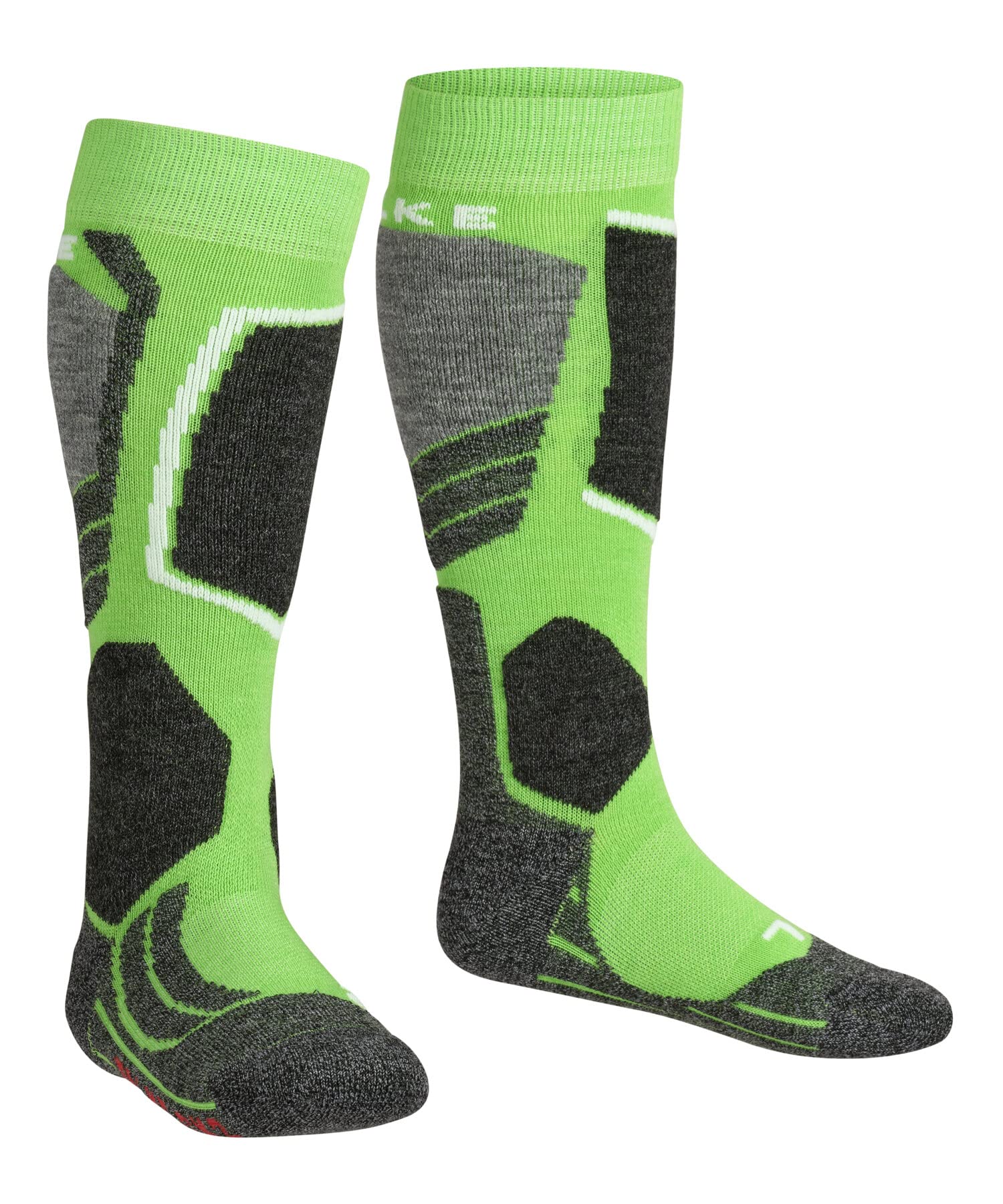 FALKE Uniseks - dzieci Skarpety narciarskie SK2 Intermediate K Kh Wełna ciepłe grube 1 Para, Zielony Vivid Green 7231, 31-34