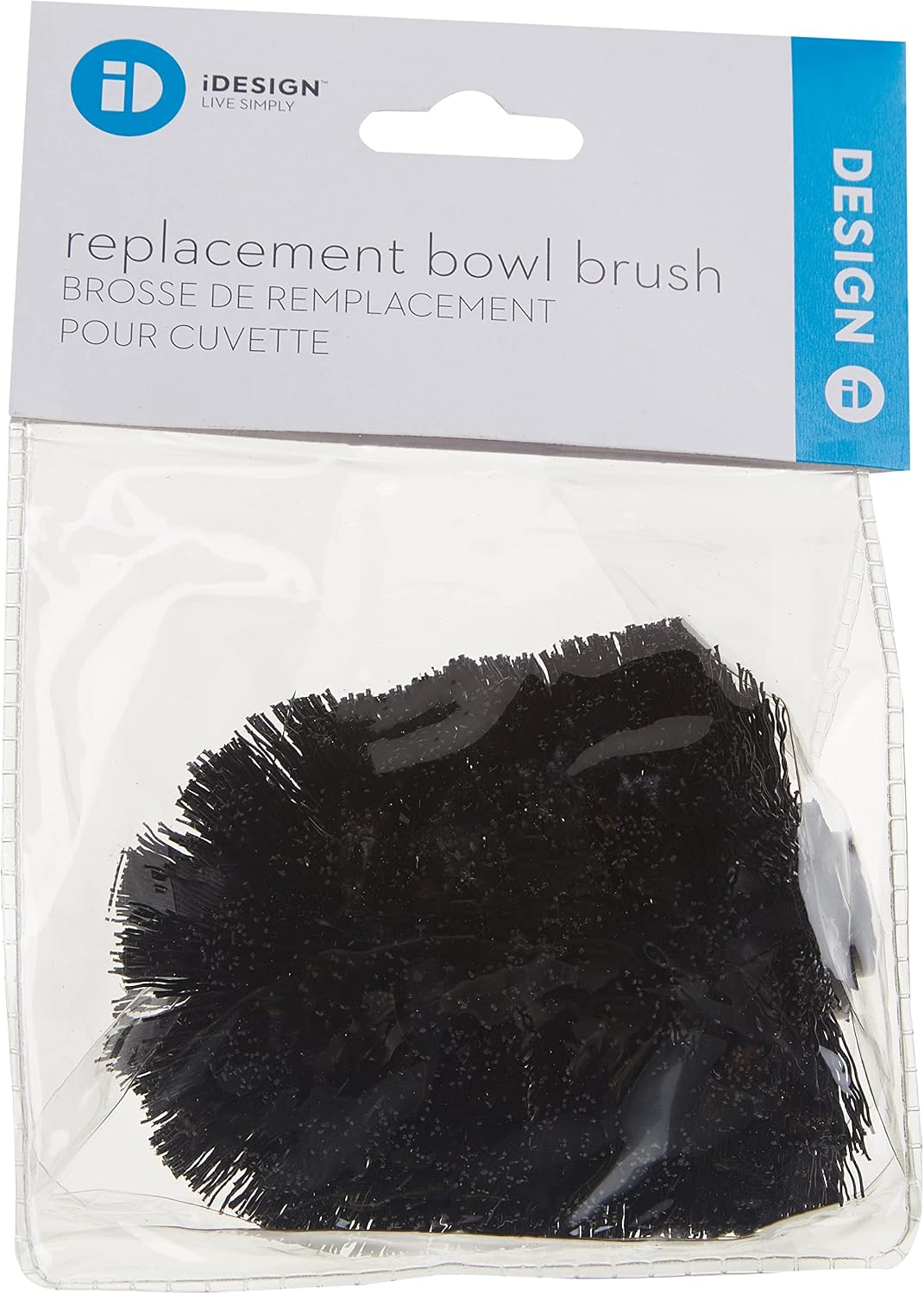 iDesign 99177 Plastic Replacement Toilet Bowl Brush Head for Master, Guest, Kid's, Office Bathroom, 3.25" x 3.25" x 4" - Black